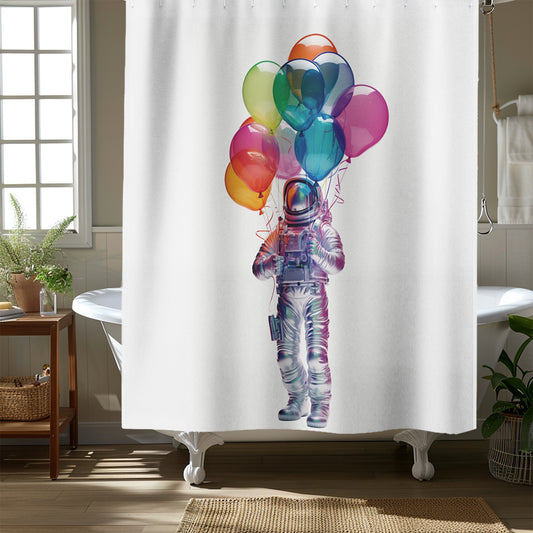 Futuristic Astronaut Balloons Art Print Shower Curtain