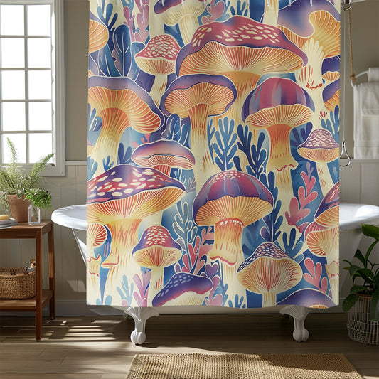 Abstract Mushroom Patterns Shower Curtain Bathroom Decor
