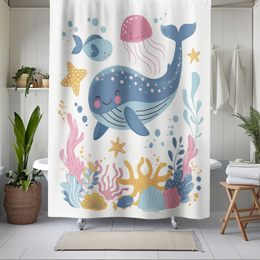 Whale Marine Life Shower Curtain