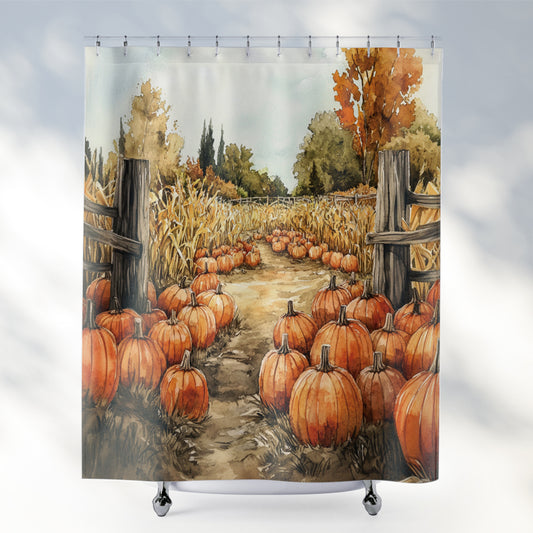 Pumpkin Patch Shower Curtain Autumn Bathroom Decor