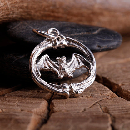 Silver Bat Charm Pendant Gothic Halloween Gift