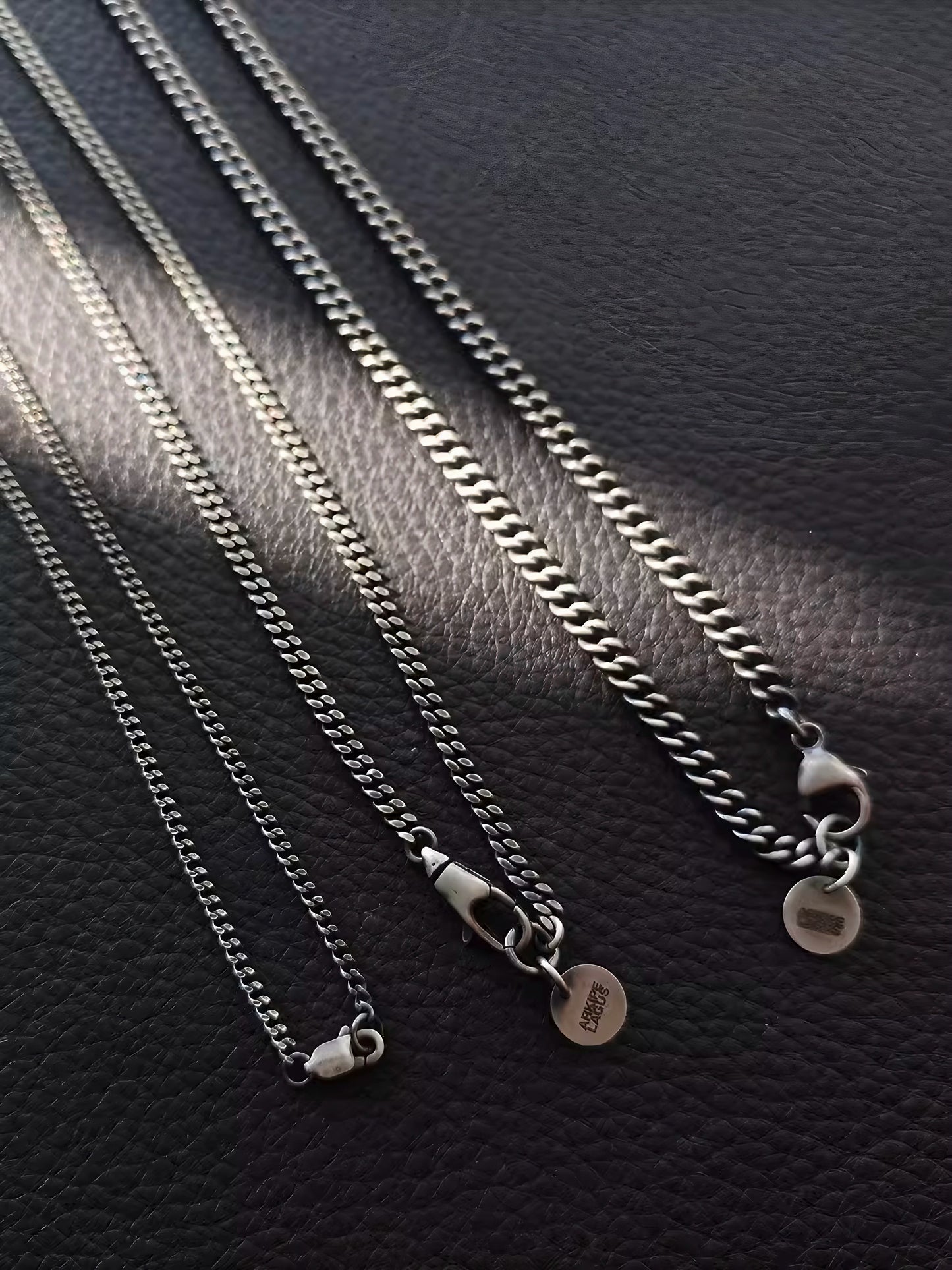 Silver Curb Chain 2mm 3mm 4mm Sterling Silver Chain Necklace, Silver Chain Men Necklace, Silver Essential Chains. Oxidized Silver Chain