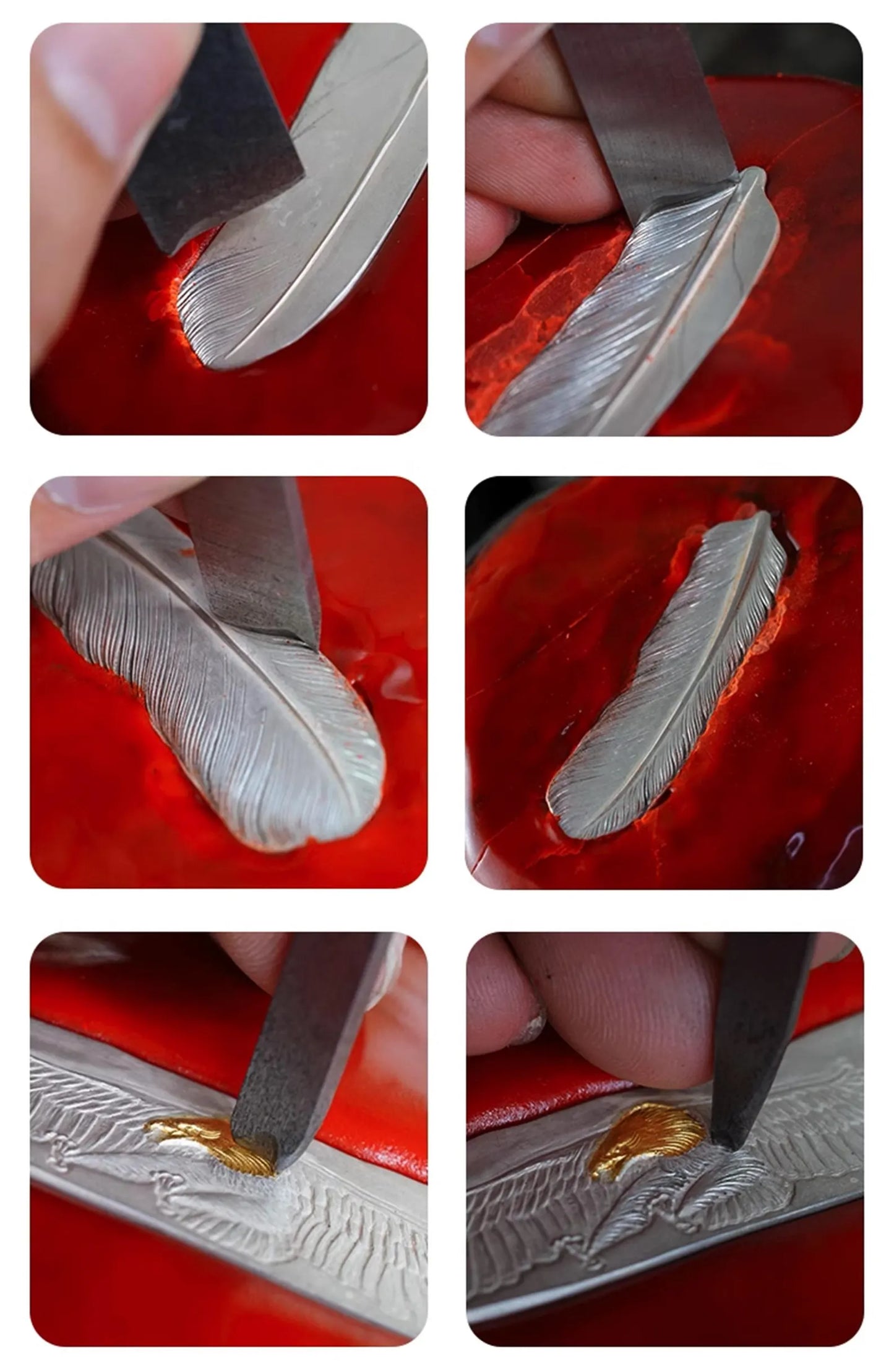 Sterling Silver Eagle Cuff Ring, AU999 24K Gold Eagle Head