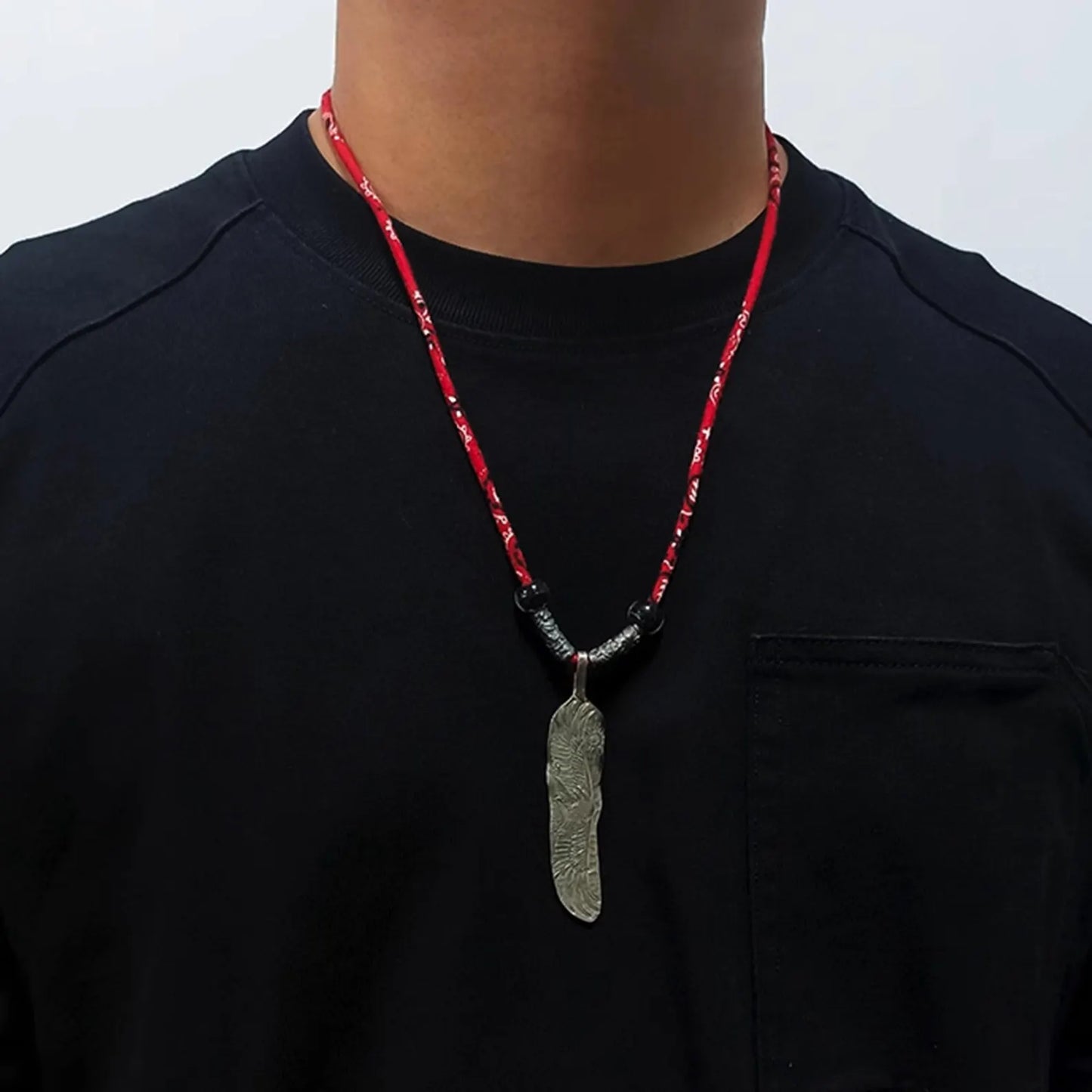 Silver Eagle Pendant AU999 24K Gold Accent, Unique Engraved Feather Pendant