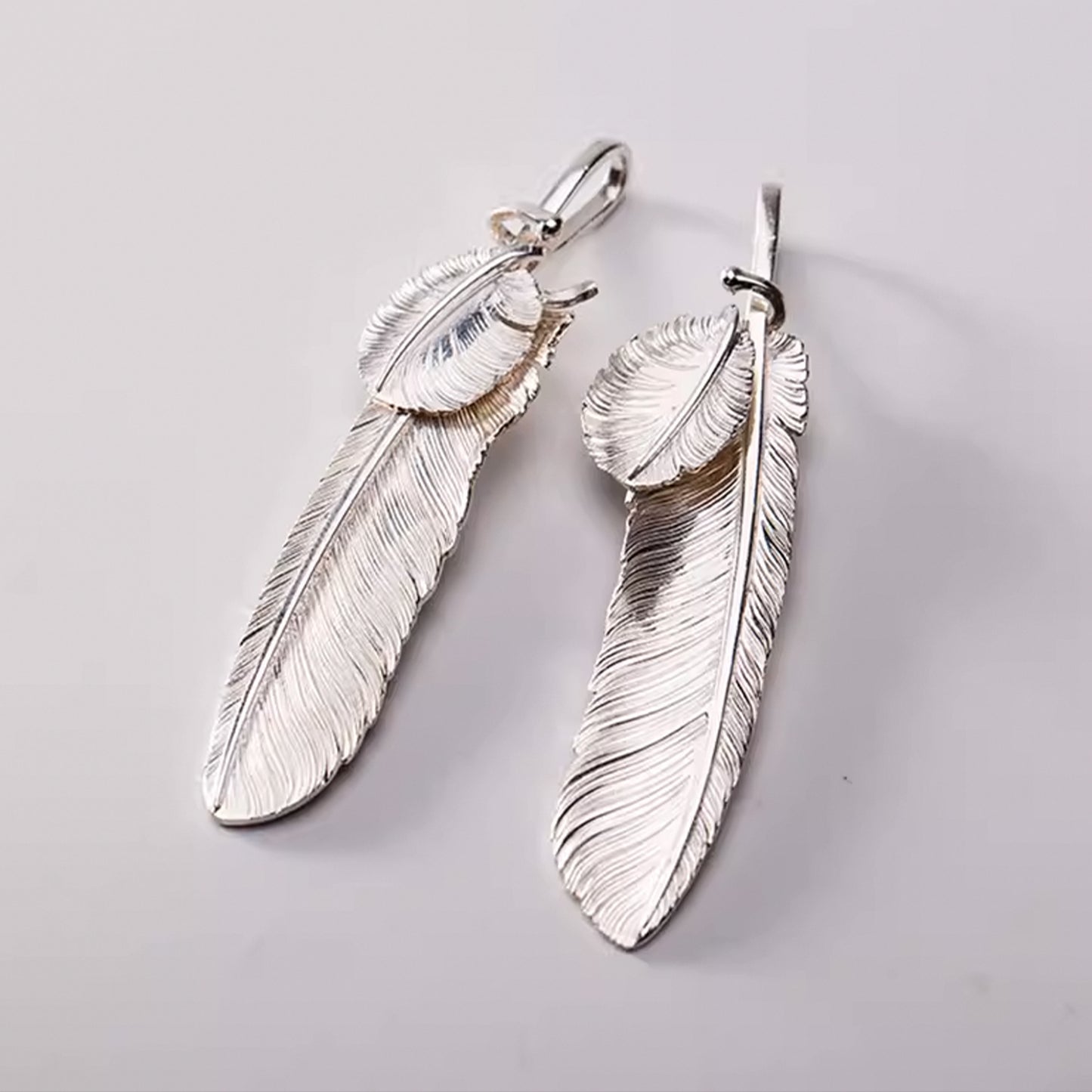 Silver Feather Pendant, Unique Movable Eagle Feather Pendant, Native Boho Jewelry, Navajo Jewelry, Gift for Her, Gift for Him, Boho Gift