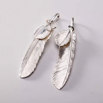 Silver Feather Pendant, Unique Movable Eagle Feather Pendant, Native Boho Jewelry, Navajo Jewelry, Gift for Her, Gift for Him, Boho Gift