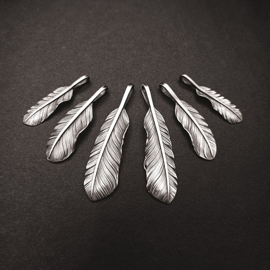 Silver Feather Pendant, Red-tailed Hawk feather, Navajo Eagle, Native American Tribal Jewelry, Gift for Her, Gift for Him, Couples Gift