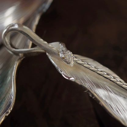 Eagle Feather Pendant with 18K Gold Snake Eye