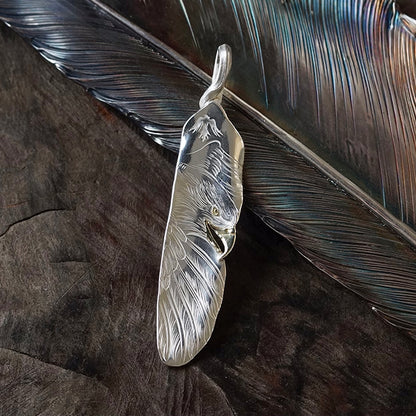 Eagle Feather Pendant with 18K Gold Snake Eye