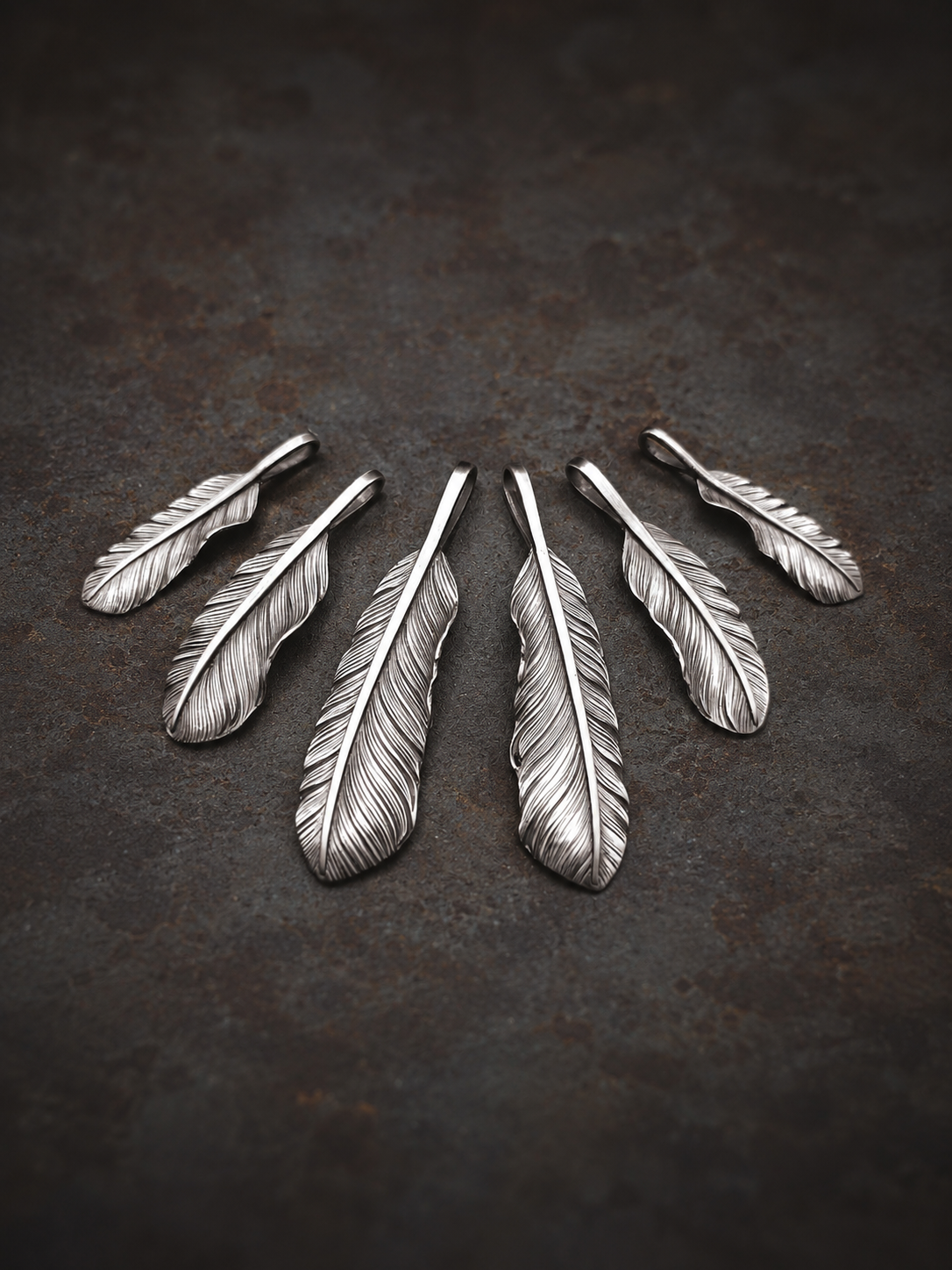 Silver Feather Pendant, Red-tailed Hawk feather, Navajo Charm