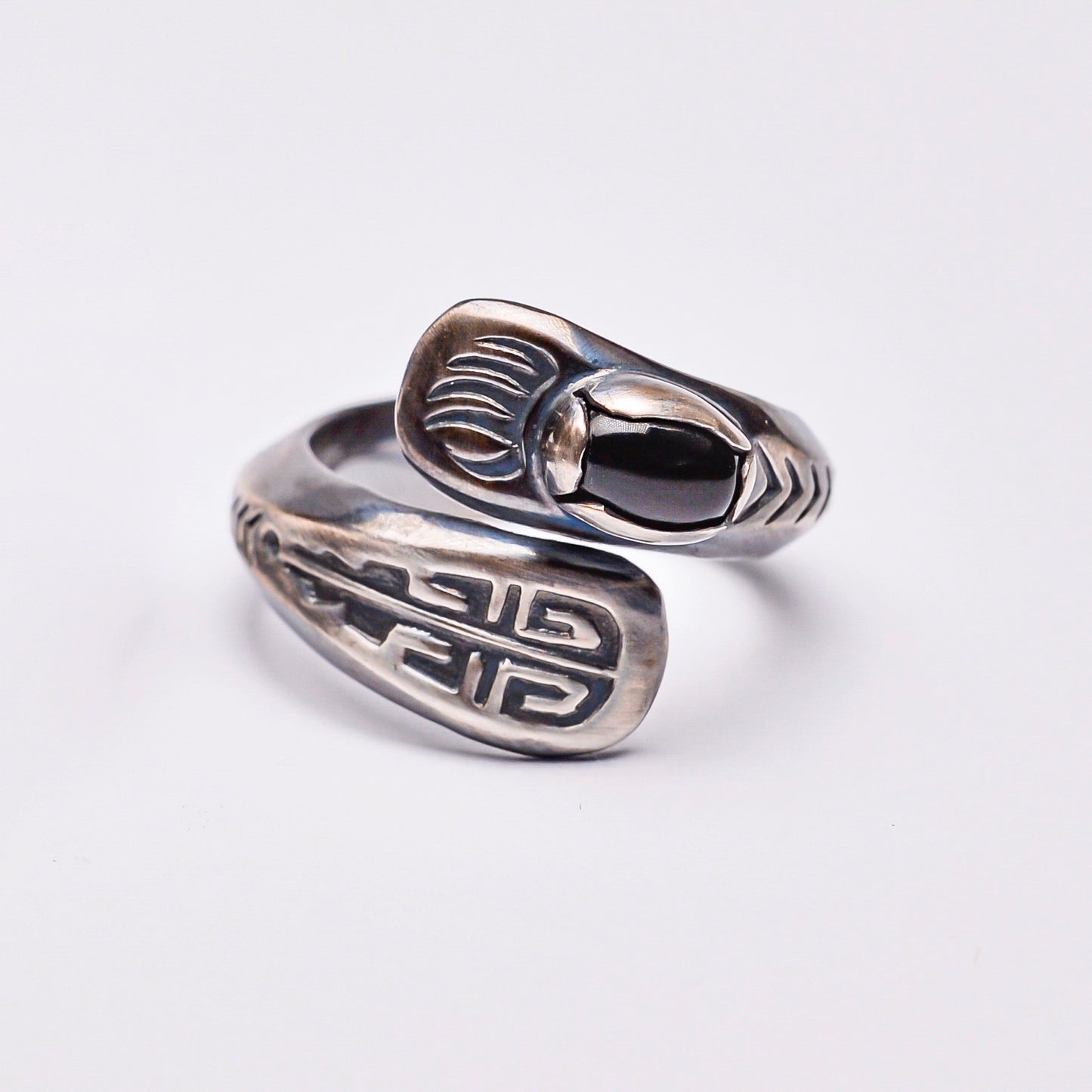 Bear Claw Totem Gemstone Silver Boho Chic Couple Rings