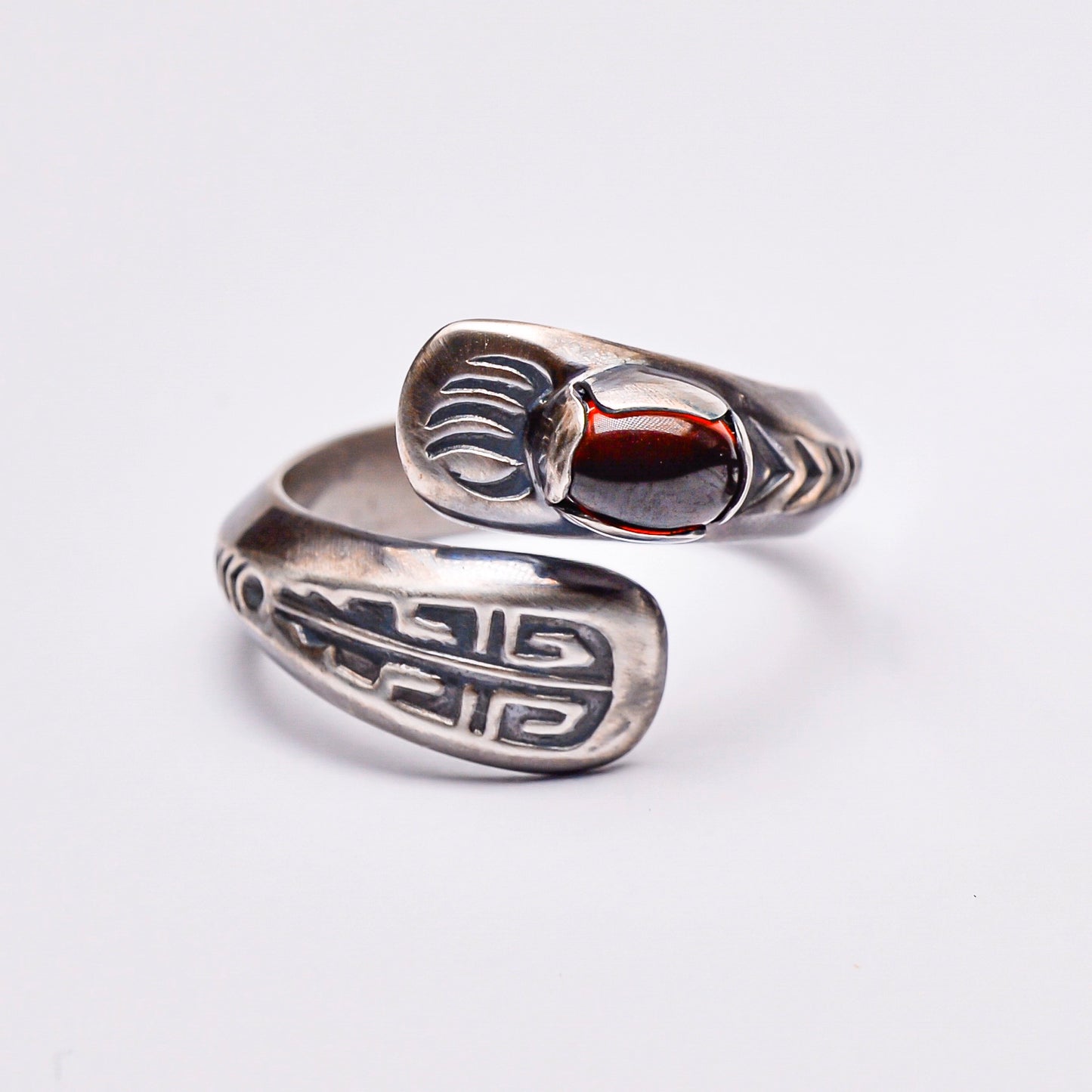 Bear Claw Totem Gemstone Silver Boho Chic Couple Rings