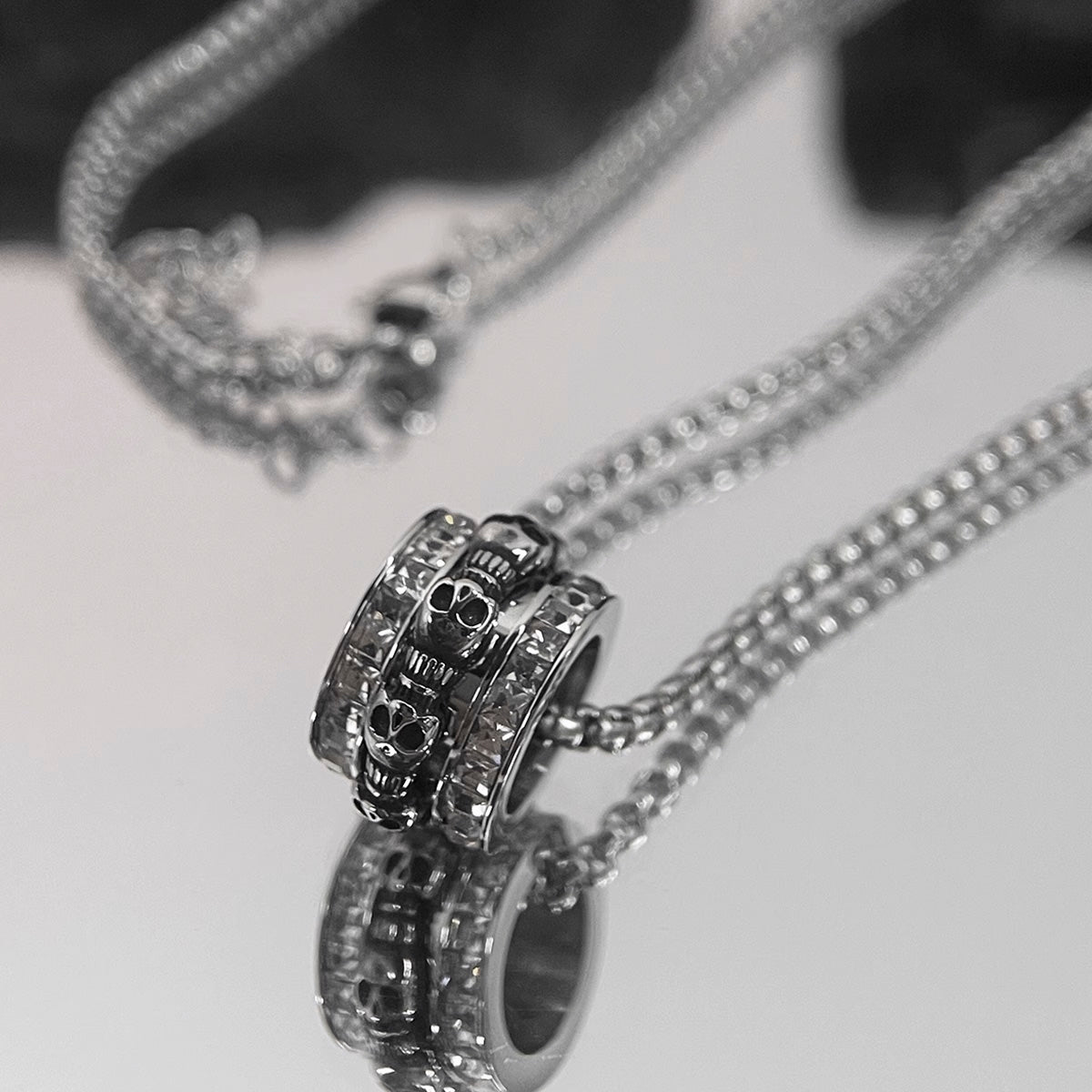 Skull CZ Tube Necklace