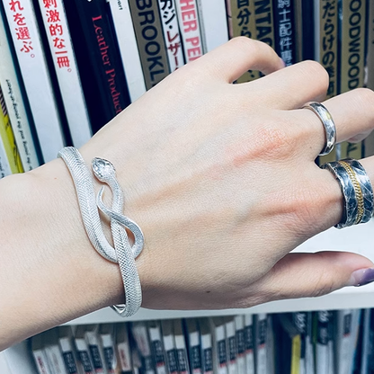 Snake Bangle Bracelet Handmade Solid Sterling Silver