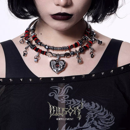 Gothic Punk Mechanical Stainless Steel Choker Necklace
