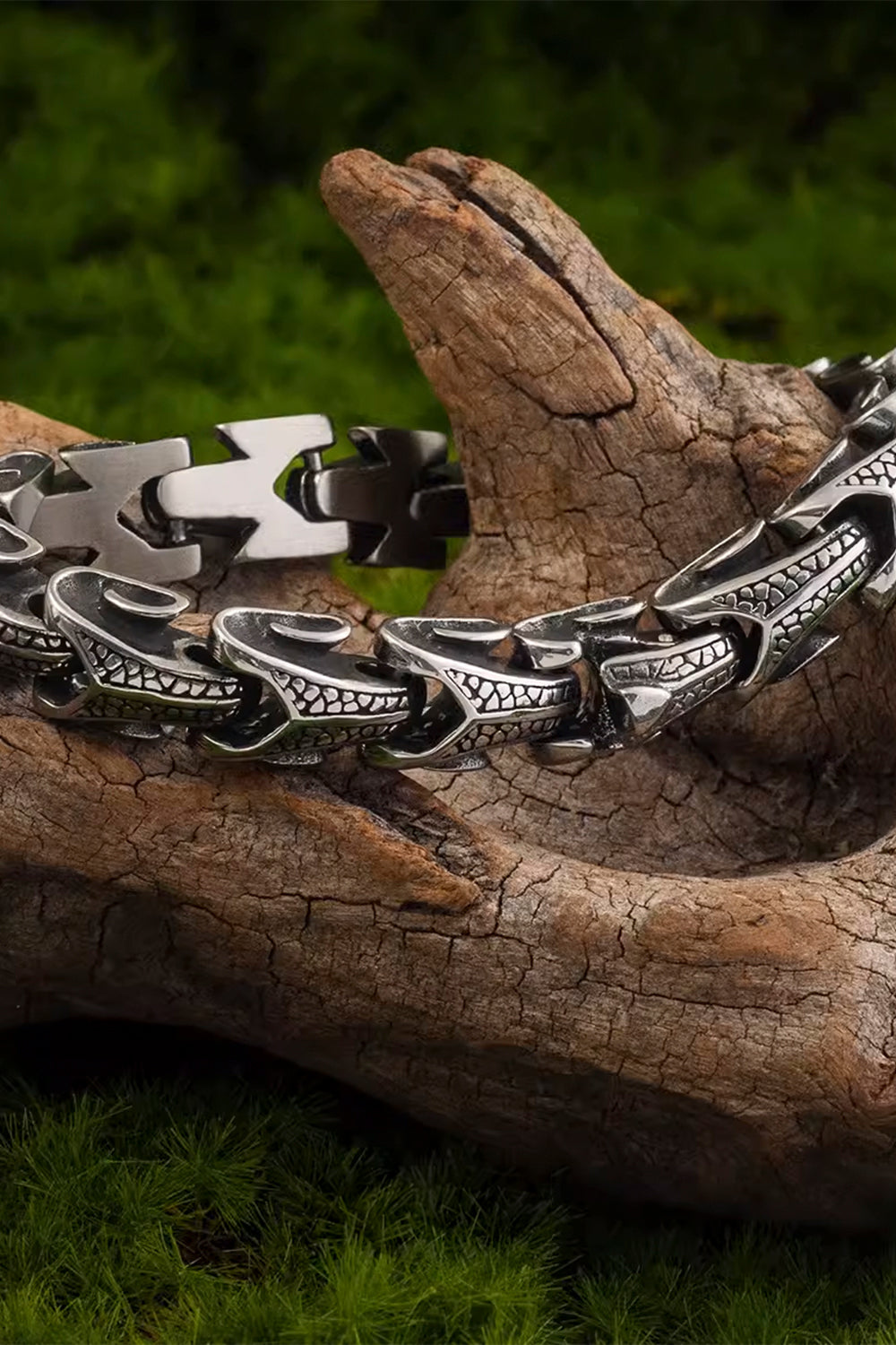 Jörmungandr Viking Dragon Scales Link Bracelet Norse Mythology