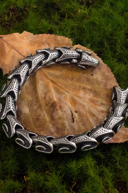 Jörmungandr Viking Dragon Scales Link Bracelet Norse Mythology