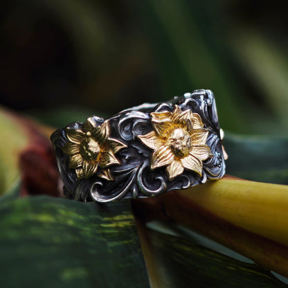 Handcrafted Sterling Silver Sunflower Ring
