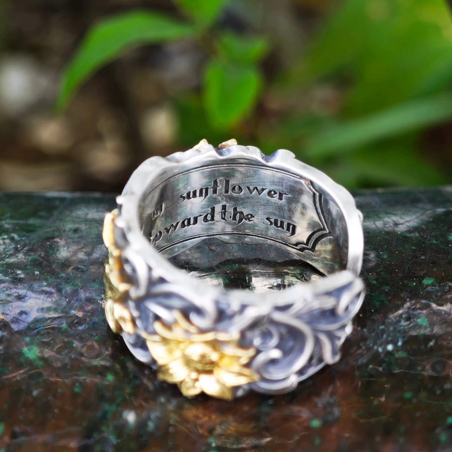 Handcrafted Sterling Silver Sunflower Ring