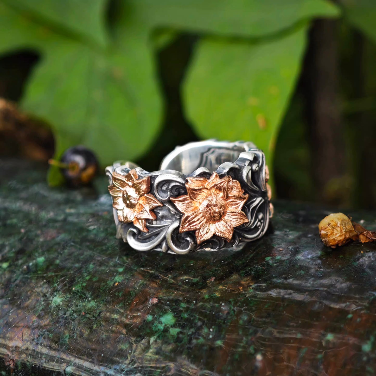 Handcrafted Sterling Silver Sunflower Ring