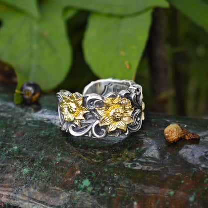 Handcrafted Sterling Silver Sunflower Ring