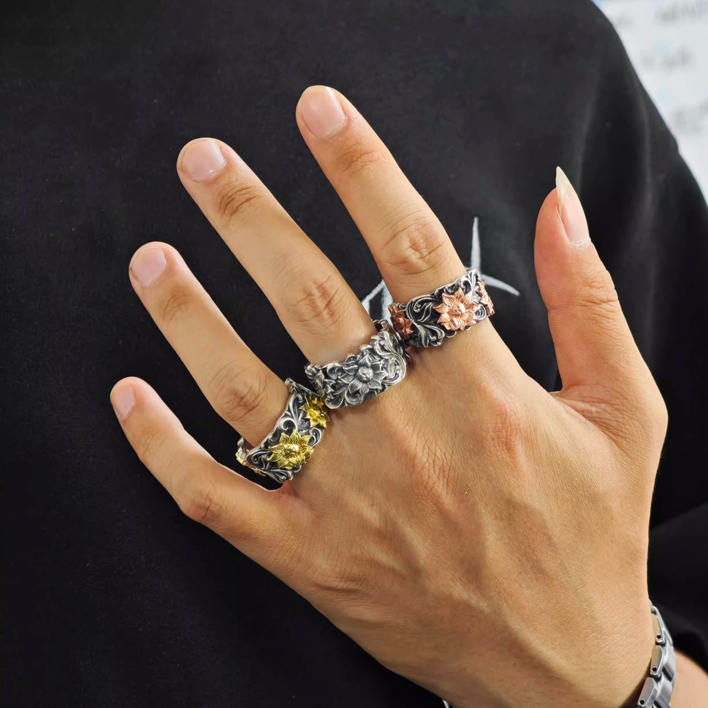 Handcrafted Sterling Silver Sunflower Ring