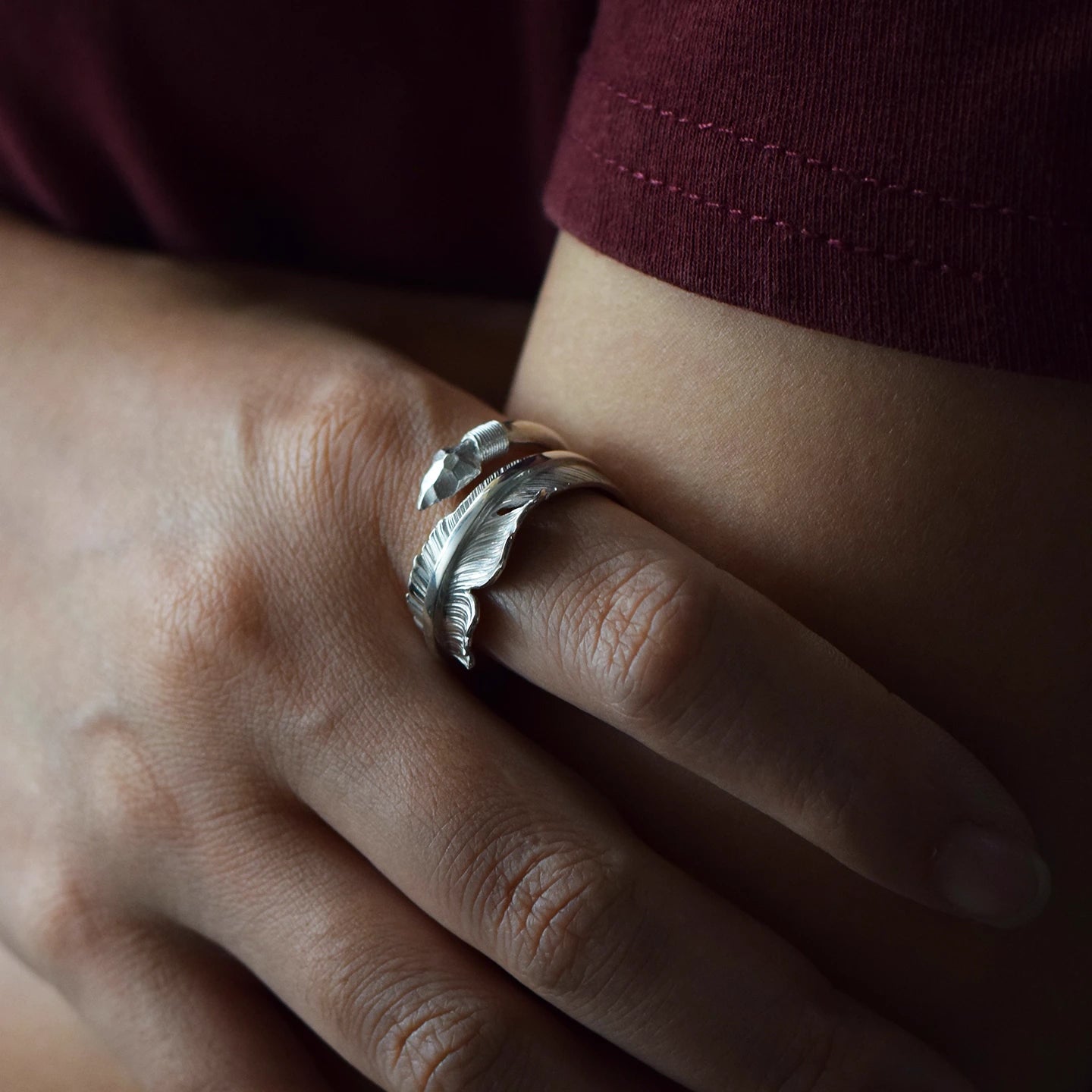 印第安勇敢之箭S925純銀羽毛戒指