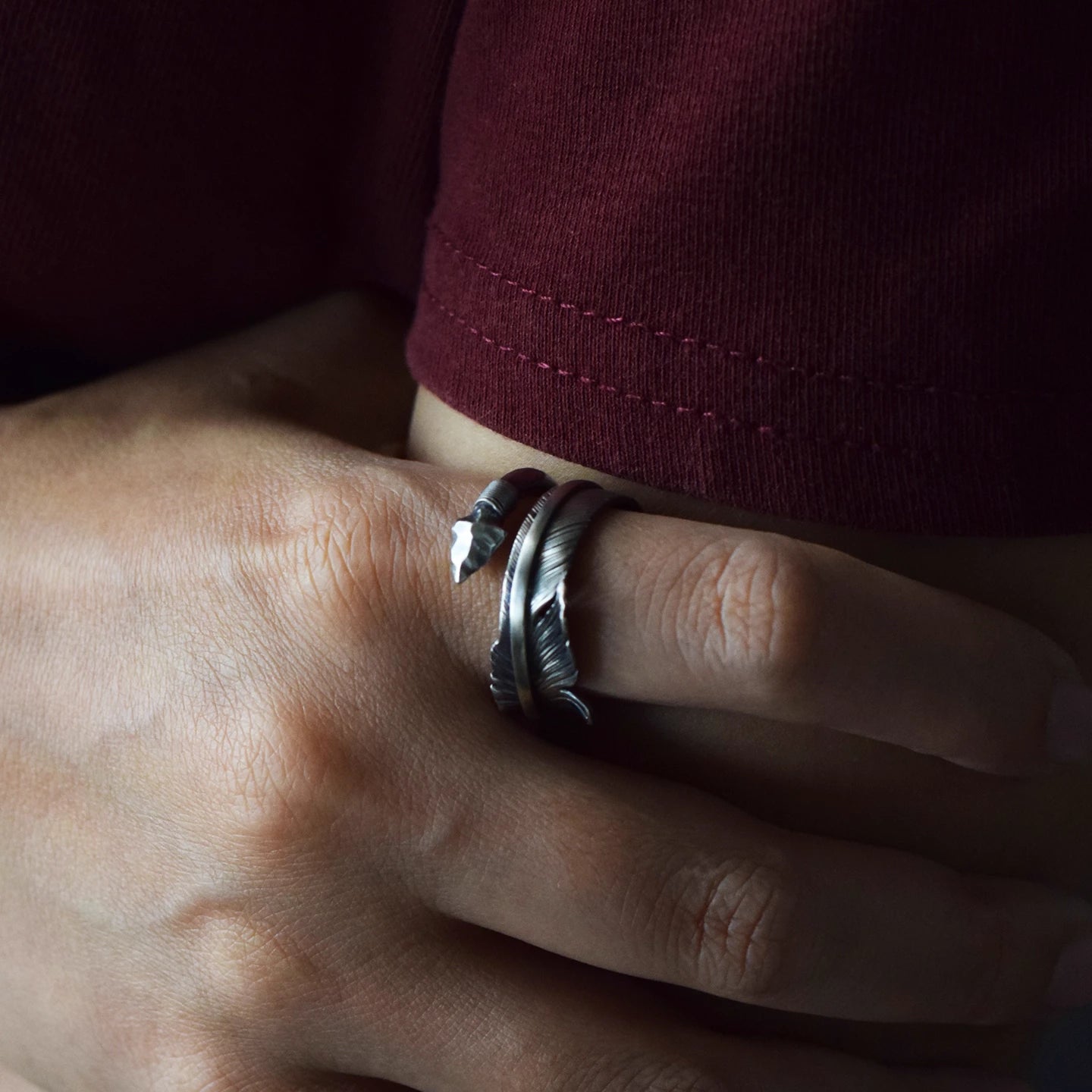 印第安勇敢之箭S925純銀羽毛戒指