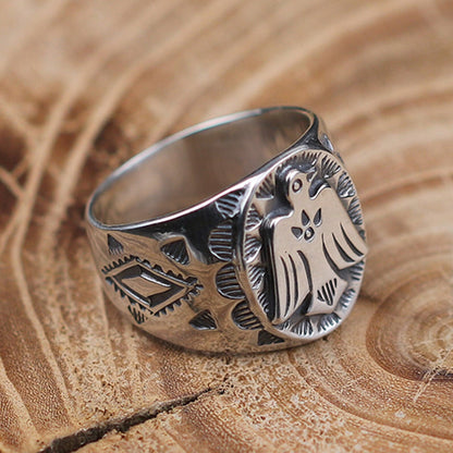 Silver Signet Ring, Thunderbird Ring, Navajo Totem Ring, Native American Eagle, Navajo Jewelry, Gift for Him, Gift for Men, Gift for Dad