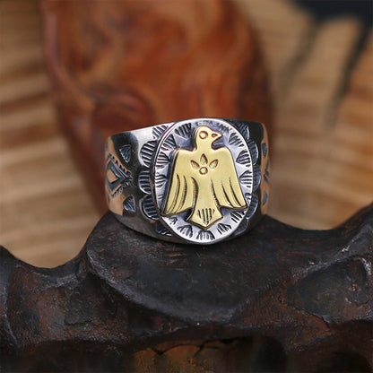 Silver Signet Ring, Thunderbird Ring, Navajo Totem Ring, Native American Eagle, Navajo Jewelry, Gift for Him, Gift for Men, Gift for Dad