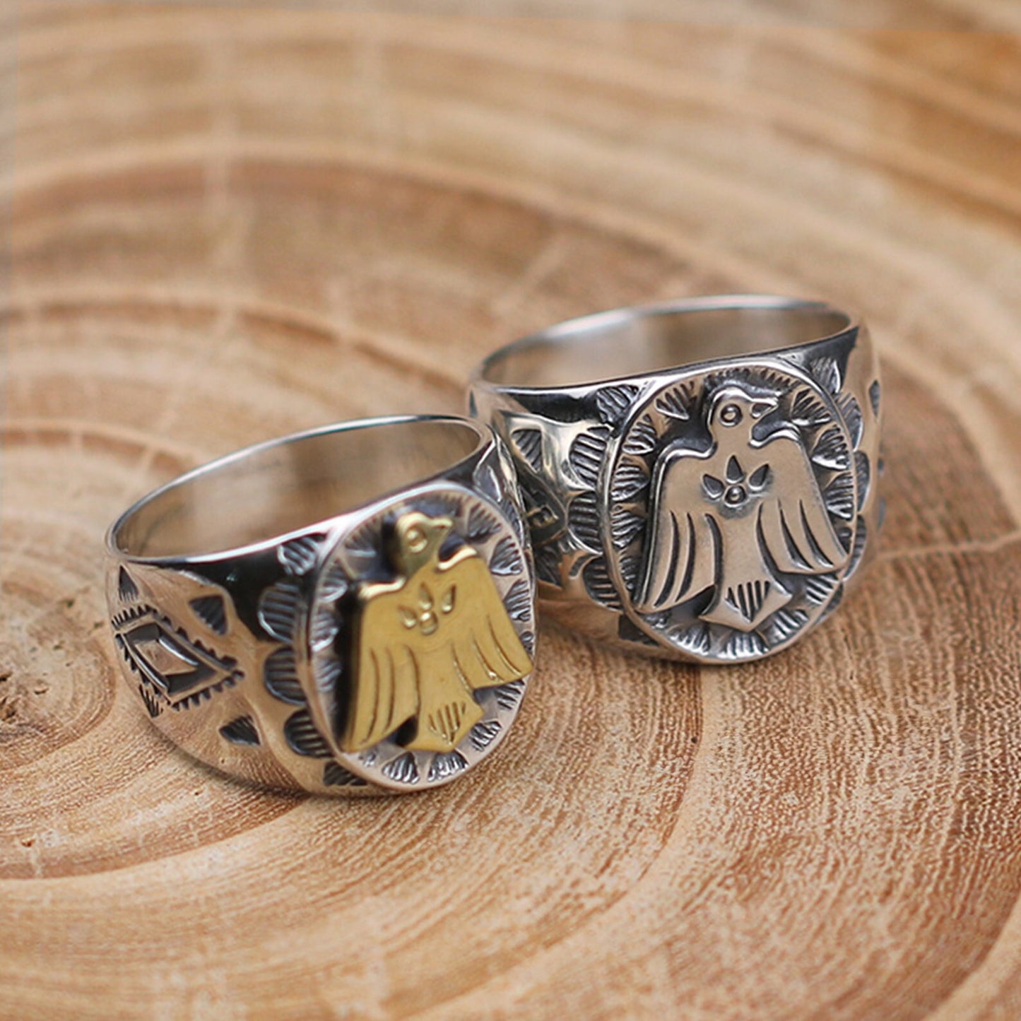 Silver Signet Ring, Thunderbird Ring, Navajo Totem Ring, Native American Eagle, Navajo Jewelry, Gift for Him, Gift for Men, Gift for Dad