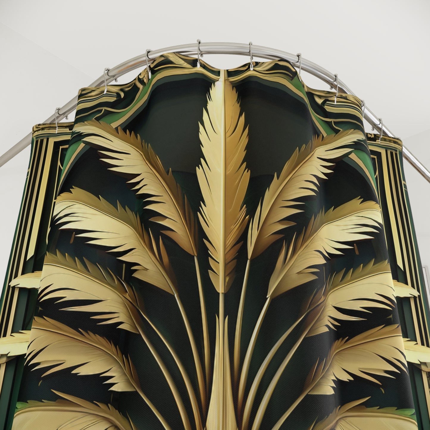 Tropical Palm Tree Art Deco Shower Curtain Bathroom Decor