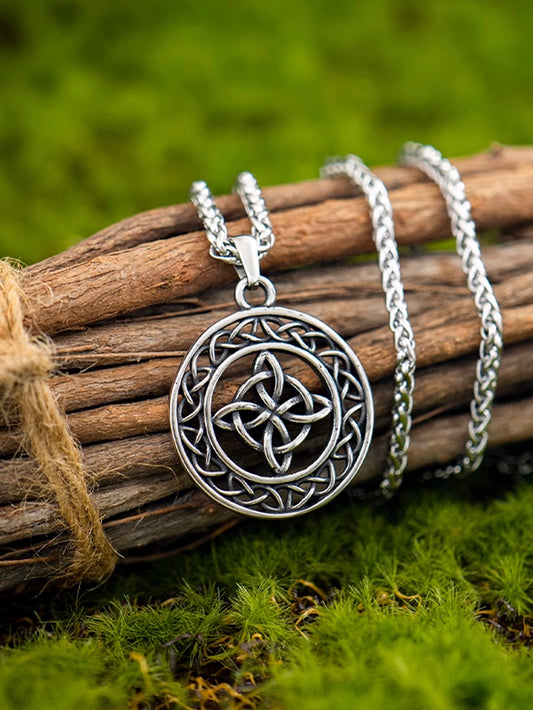 Celtic Shield Knot Pendant Necklace Stainless Steel