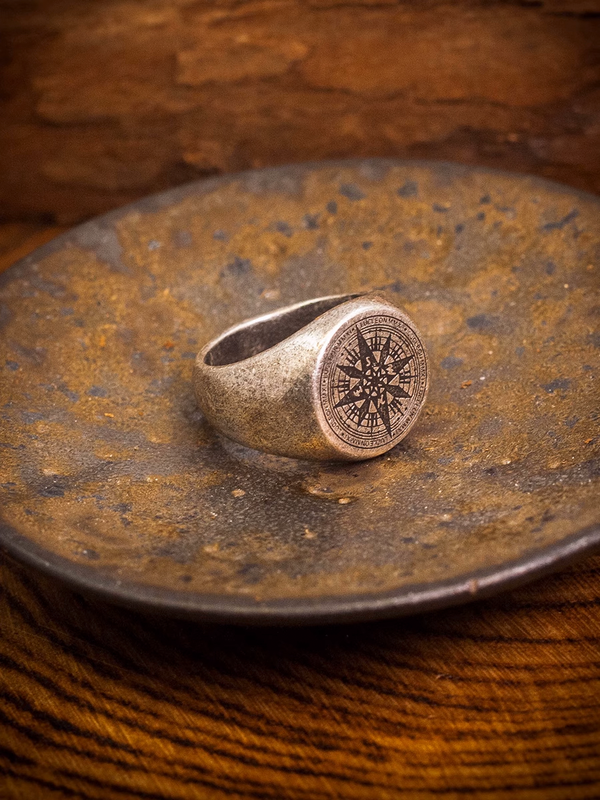 Compass Rings Design Element Viking Signet Ring Nautical Compass Ring – XY ELEMENT