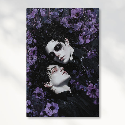 Vampire Lovers Gothic Gay Art - Canvas Wall Art Print for Dark Romantic Decor