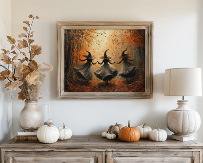 Witches in Fall Woodland – 5:4 Ratio Canvas Wall Art