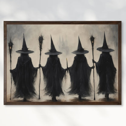 Spooky Witches Coven Halloween Art Print Poster