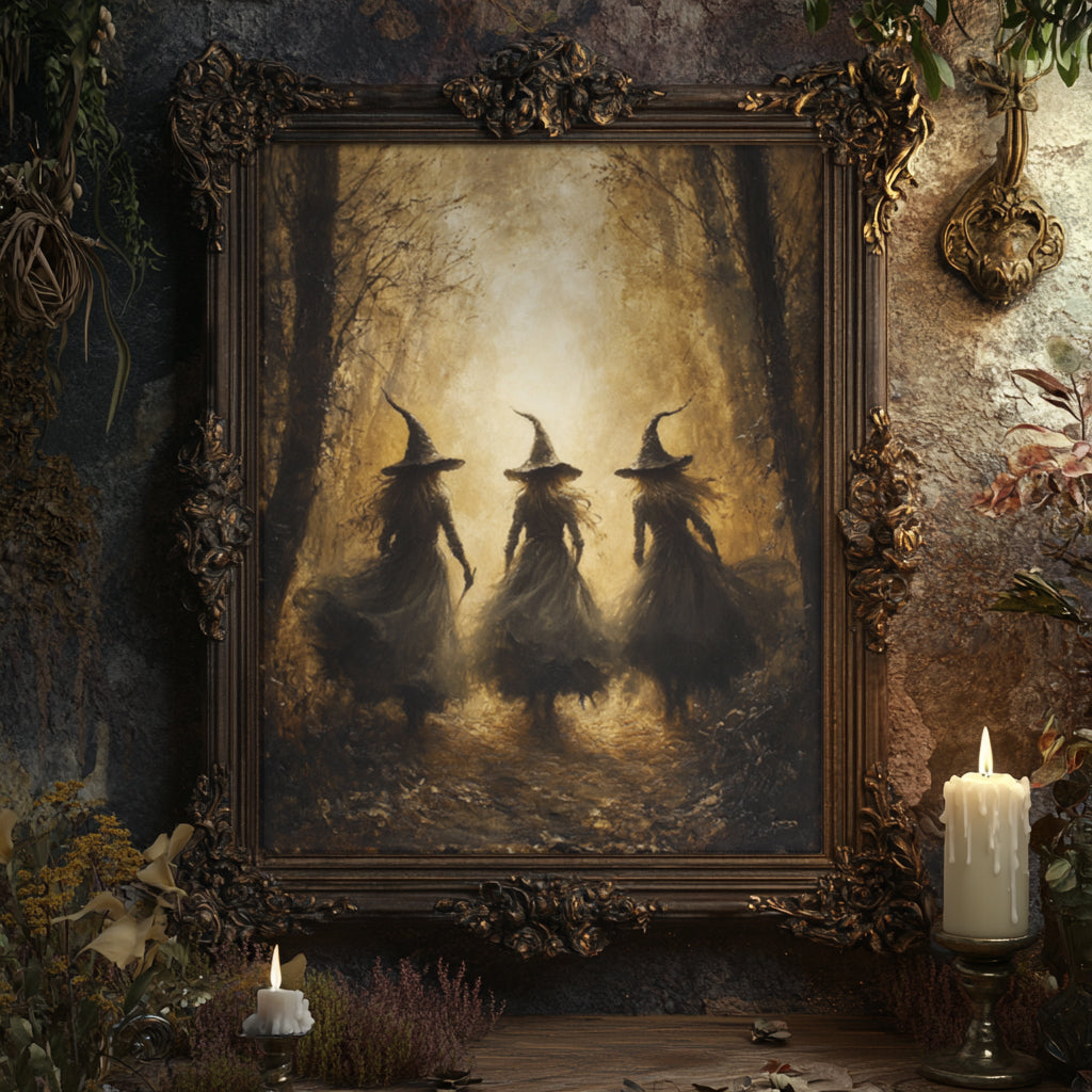 Witch in Autumn Woodland – 4:5 Ratio Canvas Wall Art