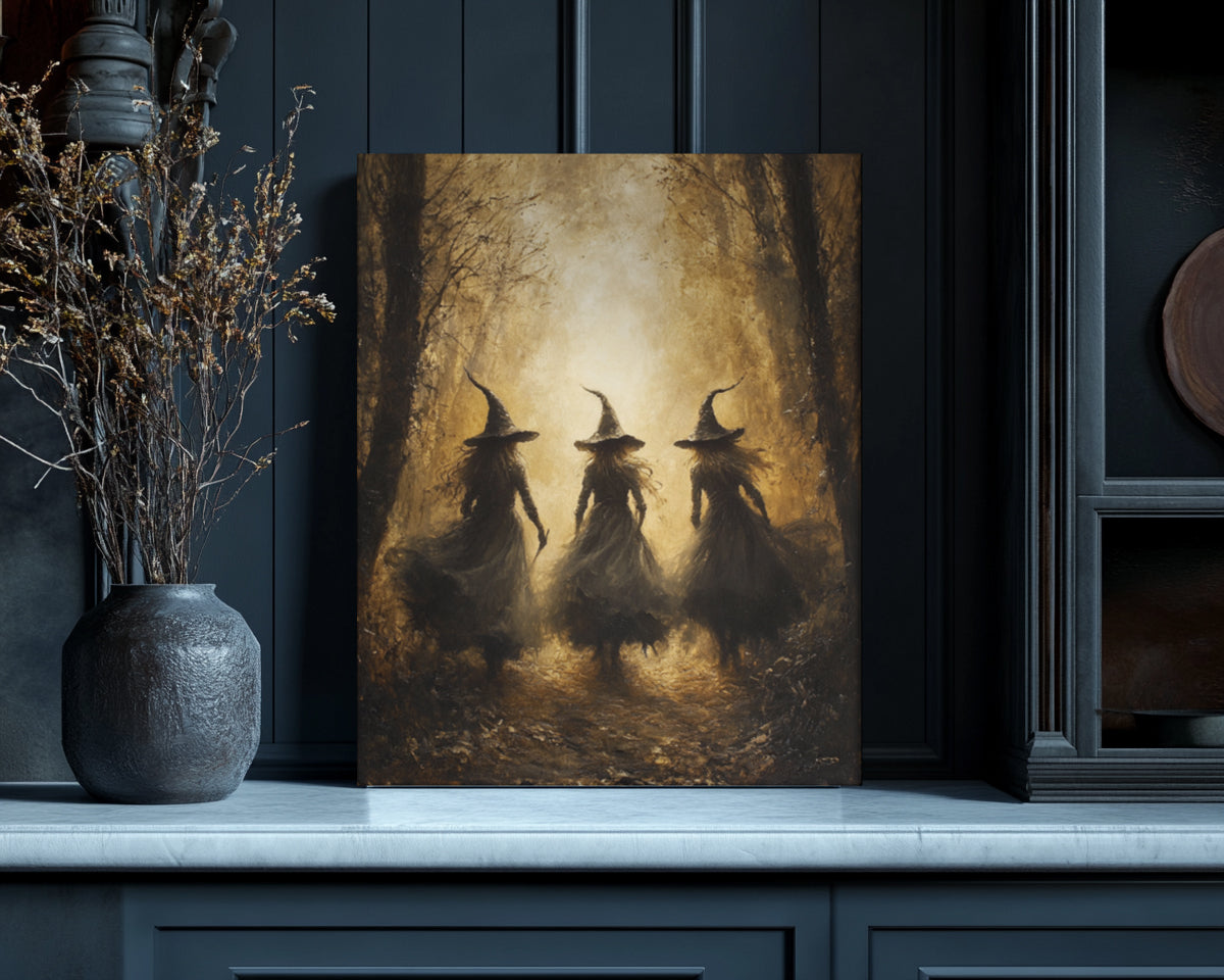 Witch in Autumn Woodland – 4:5 Ratio Canvas Wall Art