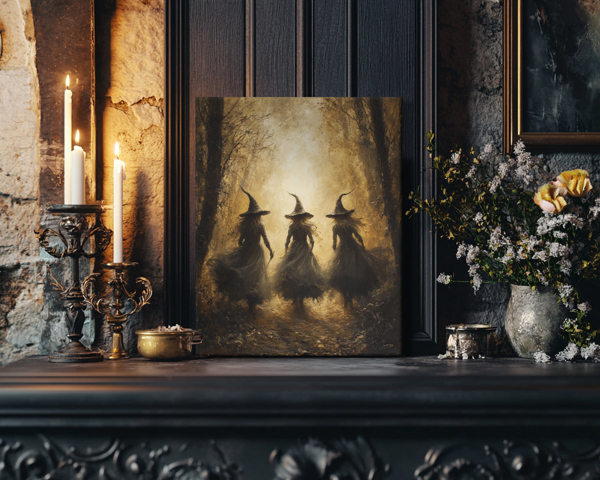 Witch in Autumn Woodland – 4:5 Ratio Canvas Wall Art