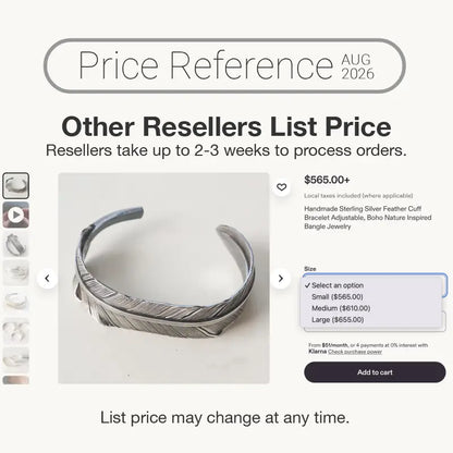 Silver Feather Cuff Bracelet for Men