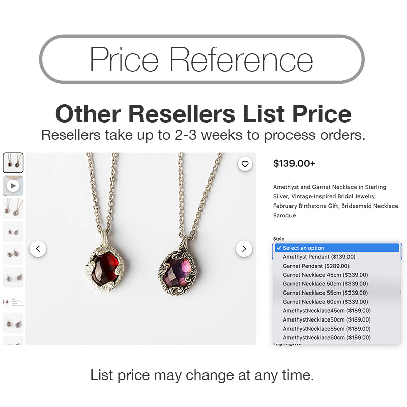 Amethyst Garnet Crystal Baroque Silver Necklace