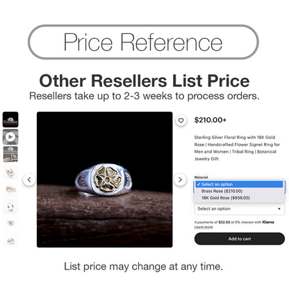 18K Gold Japanese Rose Silver Ring Rosa Multiflora Rose Ring