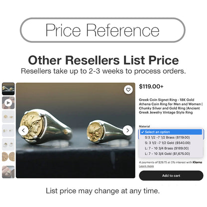 Greek Coin Signet Ring Greek Mythology Athena Coin