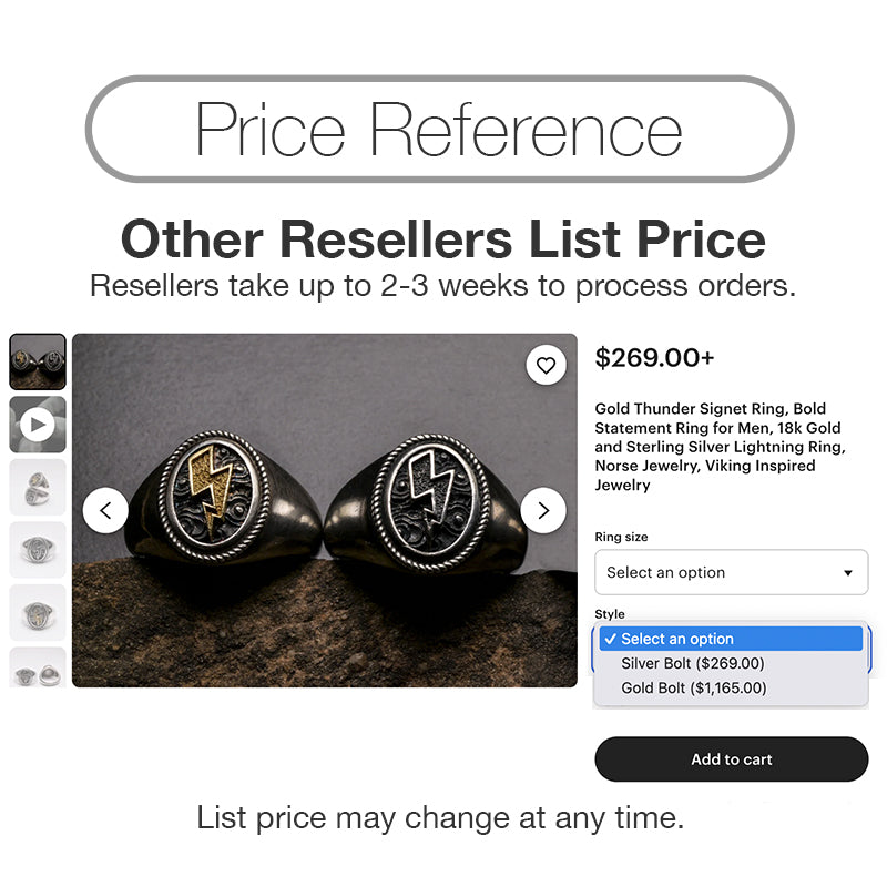 Gold and Silver Thunder Lightning Bolt Signet Ring