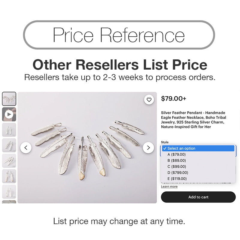 Silver Feather Pendant 18K Gold Tip Feather