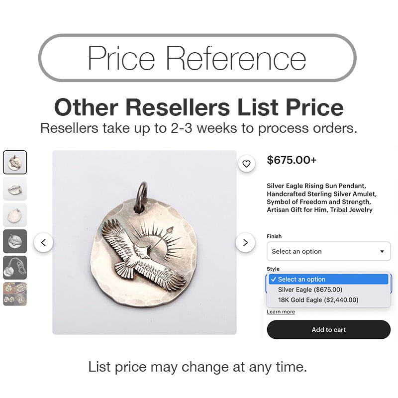 Silver Eagle Rising Sun Medallion Pendant