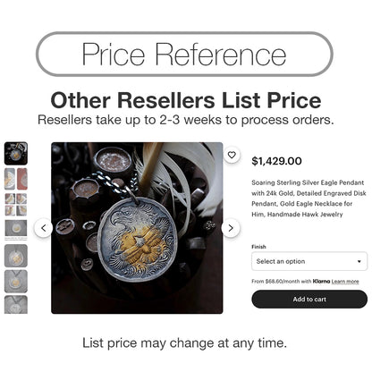 Silver Eagle Medallion Pendant with AU999 24K Gold Accent