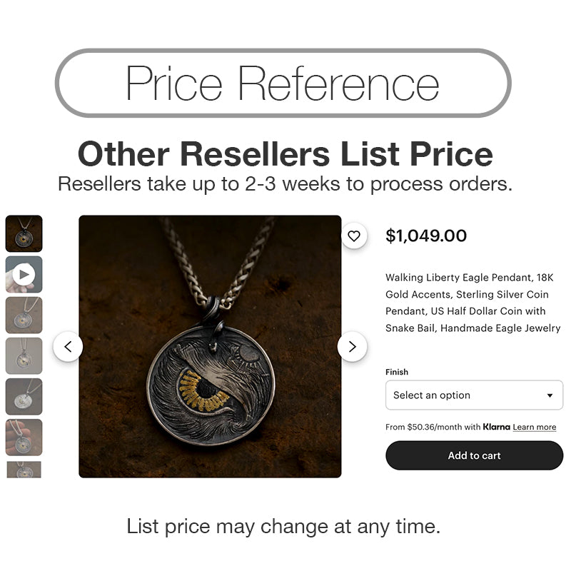 Walking Liberty Eagle Pendant – 18K Gold Eagle Eye & Majestic Eagle Perch