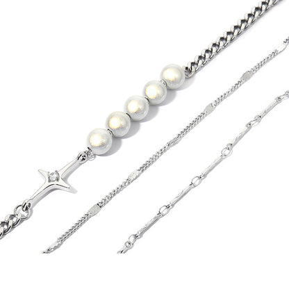 Mini Cross and Pearl Stainless Steel Necklace KPOP TikTok Style